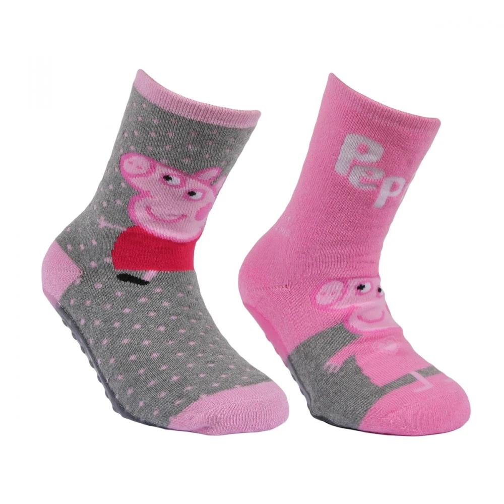 Chaussettes Antidérapantes Peppa Pig Enfant Lot De 2 3 Chaussettes Antidérapantes Peppa Pig Enfant Lot De 2